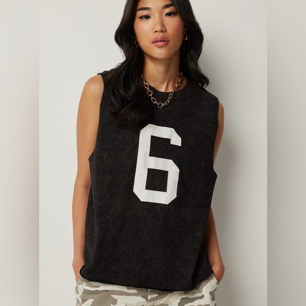 Ardene Black Muscle Tee with White Number
